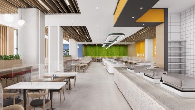 现代员工餐厅3D模型下载